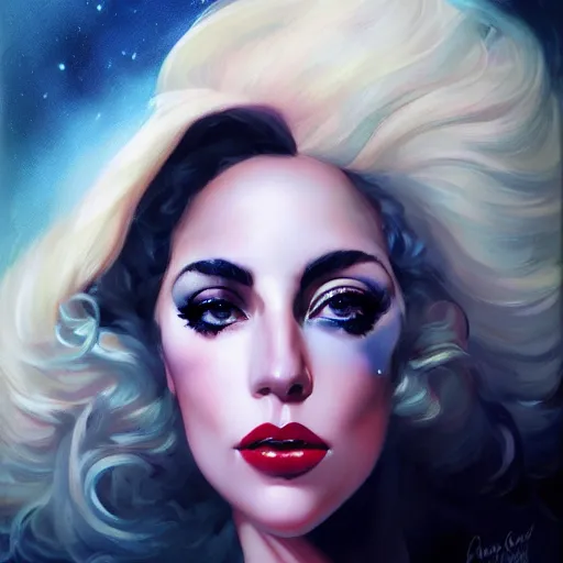 Image similar to a portrait of lady gaga by charlie bowater and anna dittmann and gil elvgren.