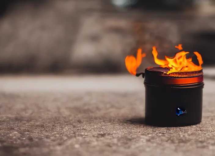 Prompt: dslr photo still of a jar filled with fire, 8 5 mm f 1. 8