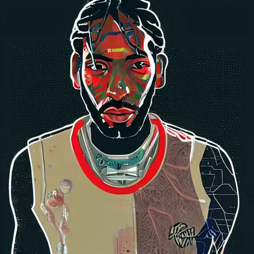 Image similar to a cybernetically enhanced portrait of kawhi leonard by conrad roset, hyperdetailed, cyberpunk, cool, trending on artstation