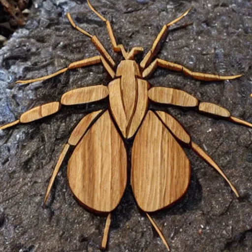 Prompt: bug carved in wood