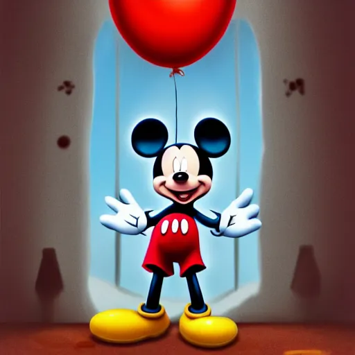 Image similar to [ mickey mouse ] in a horror game, [ digital art ], trending on artstation!!, 4 k quality