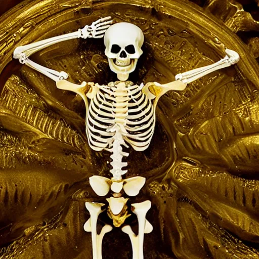 Image similar to A Skeleton made of gold,