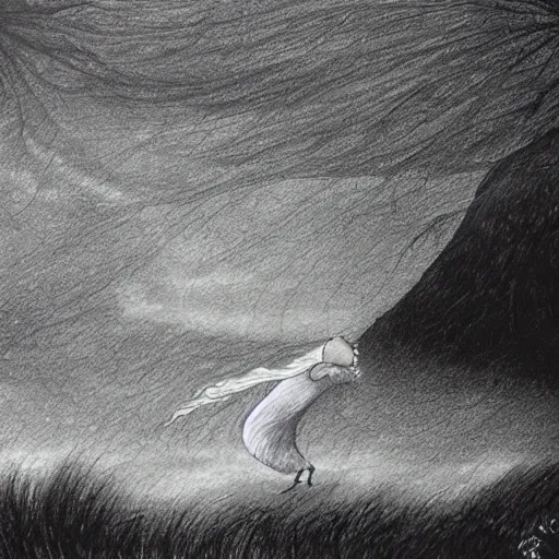 Prompt: wind kissed ( ( ( ( picture ) ) ) ), ashes, lament, by sendak