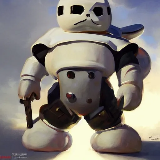 Image similar to greg manchess portrait painting of armored stay puft marshmallowman as overwatch character, medium shot, asymmetrical, profile picture, organic painting, sunny day, matte painting, bold shapes, hard edges, street art, trending on artstation, by huang guangjian and gil elvgren and sachin teng