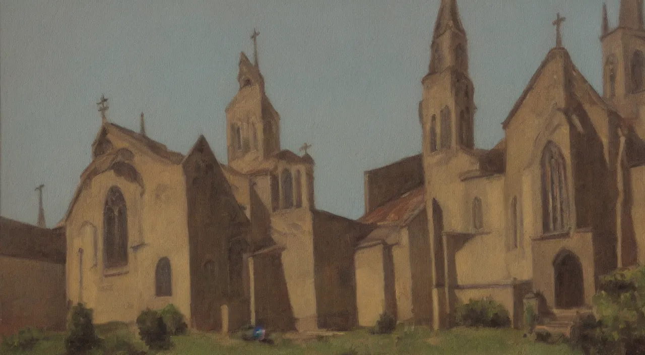 Prompt: Church, oil painting,