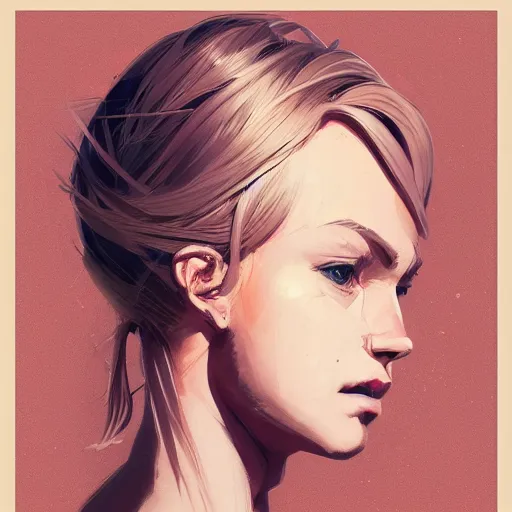 Image similar to Beautiful girl with blond hair profile picture by Greg Rutkowski, asymmetrical, Organic Painting , Matte Painting, geometric shapes, hard edges, street art, trending on the artstation:2 by Sachin Teng:4