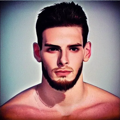 Image similar to “a realistic detailed photo of a guy who is an attractive humanoid who is half robot and half humanoid, who is a male android, Tyler Seguin, shiny skin, posing like a statue, blank stare”