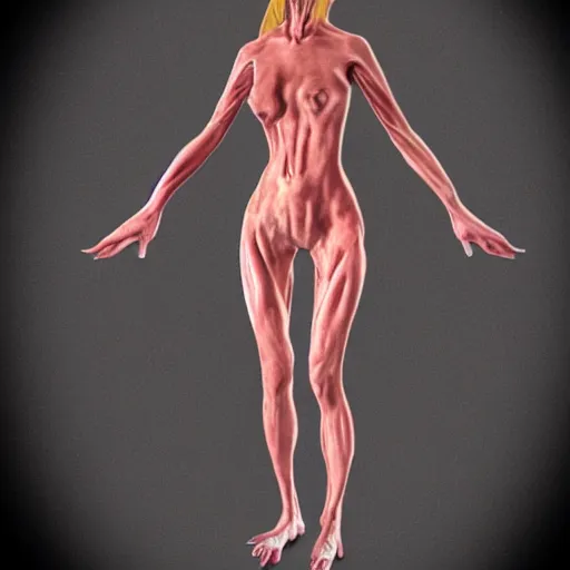 Prompt: weird flesh female creature