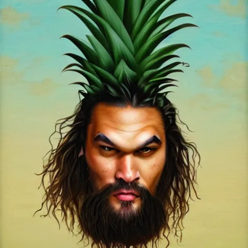 jason momoa as a pineapple, lowbrow painting by mark | Stable Diffusion ...