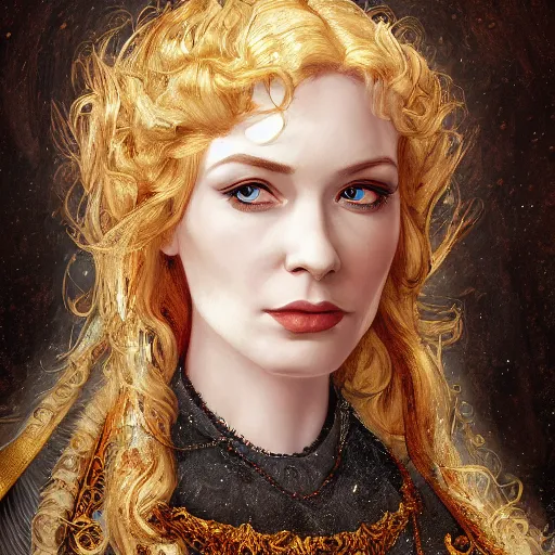 Prompt: a beautiful portrait of christina hendricks as a medieval noblewoman, fantasy, intricate, elegant, highly detailed, digital painting, artstation, concept art, matte, sharp focus, illustration, luminist and baroque style