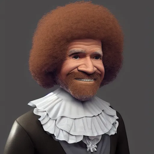 Prompt: Bob Ross is dressed in a maids outfit, hyperdetailed, artstation, cgsociety, 8k