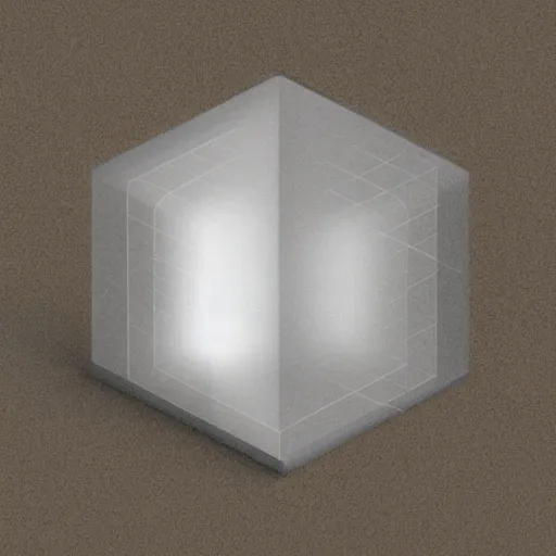 Prompt: a gray cube inside of a translucent sphere