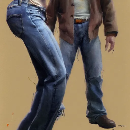 Prompt: a pair of jeans. by Craig mullins, Steve Purcell, Ralph McQuarrie. Trending on artstation. Centered image