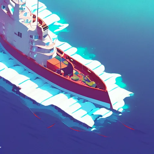 Prompt: isometric view of ship fishing tuna in the middle of the ocean, isometric design, cory loftis, james gilleard, atey ghailan, makoto shinkai, goro fujita, studio ghibli, exquisite lighting, clear focus, very coherent, soft painting