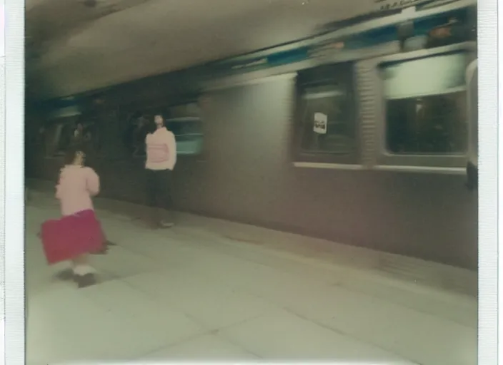 Image similar to cursed polaroid photo of toronto subway