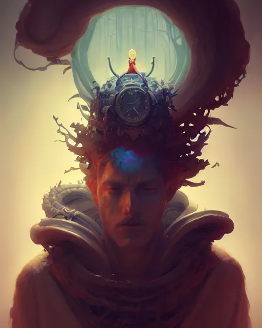 Image similar to king of time reaper, male portrait, complex 3 d render by peter mohrbacher, ilya kuvshinov, victo ngai, ryohei hase, dramatic lighting, intricate, highly detailed, sharp focus, unreal engine, blender, artstation, masterpiece, ray tracing