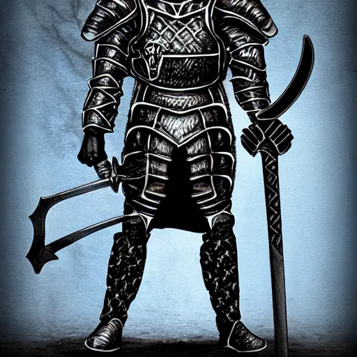 Image similar to black man knight with sword symmetrical realistic fantasy on white bear