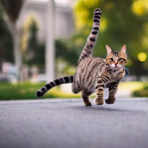 Image similar to dslr professional photo of cat skateboarding, 4 k, high detail