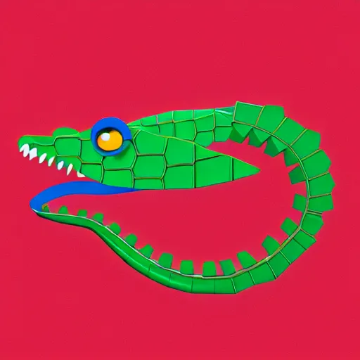 Prompt: cyborg crocodile but minimalistic concept art by frank stella, colorful, v - ray, trending on artstation, minimalism