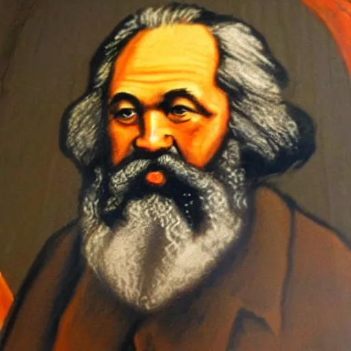 Image similar to beautiful cave painting portrait of karl marx