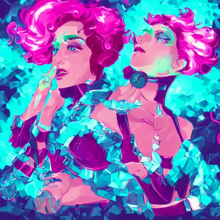 Image similar to crystal gem, epic retrowave art, trending on art station