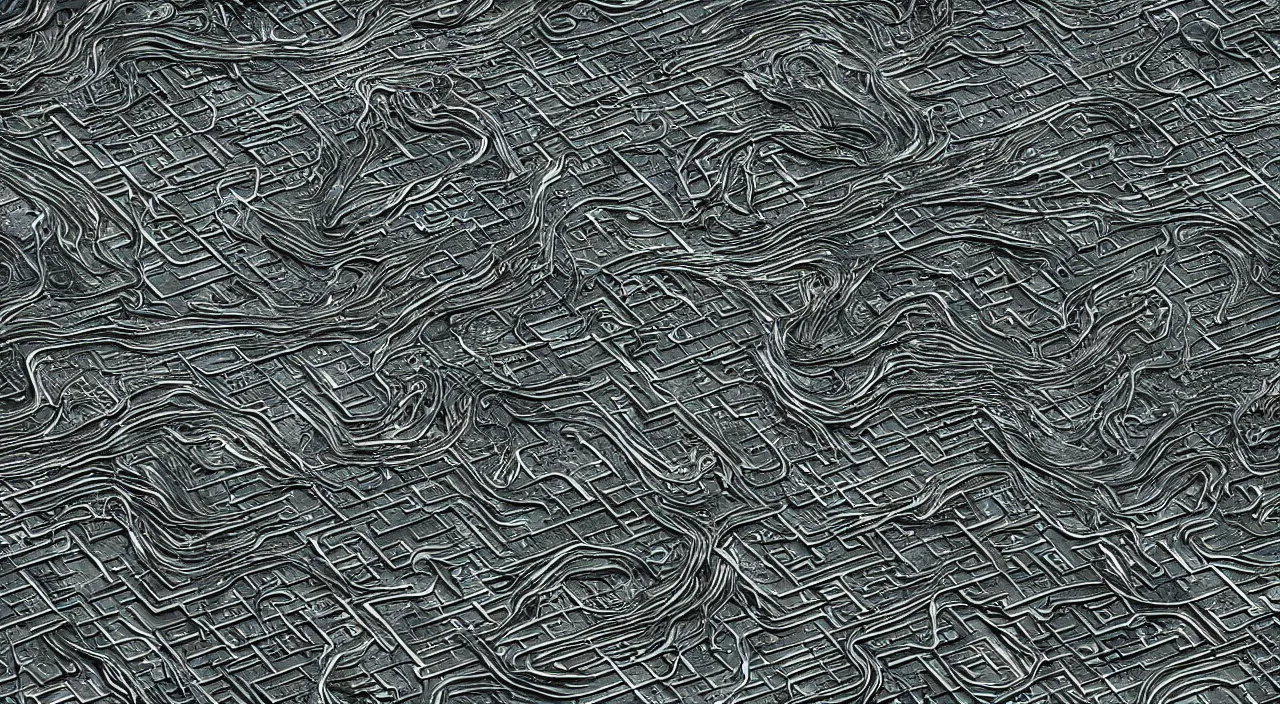 Prompt: computer graphics of a land made of liquid metal and feathers trending on Flickr and trending on ArtStation