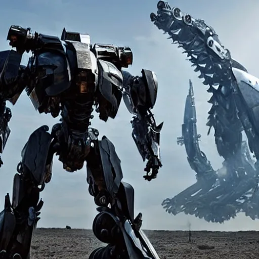 Image similar to cinematic still in westworld and pacific rim movie and real steel movie, full body mega mech by mamoru nagano