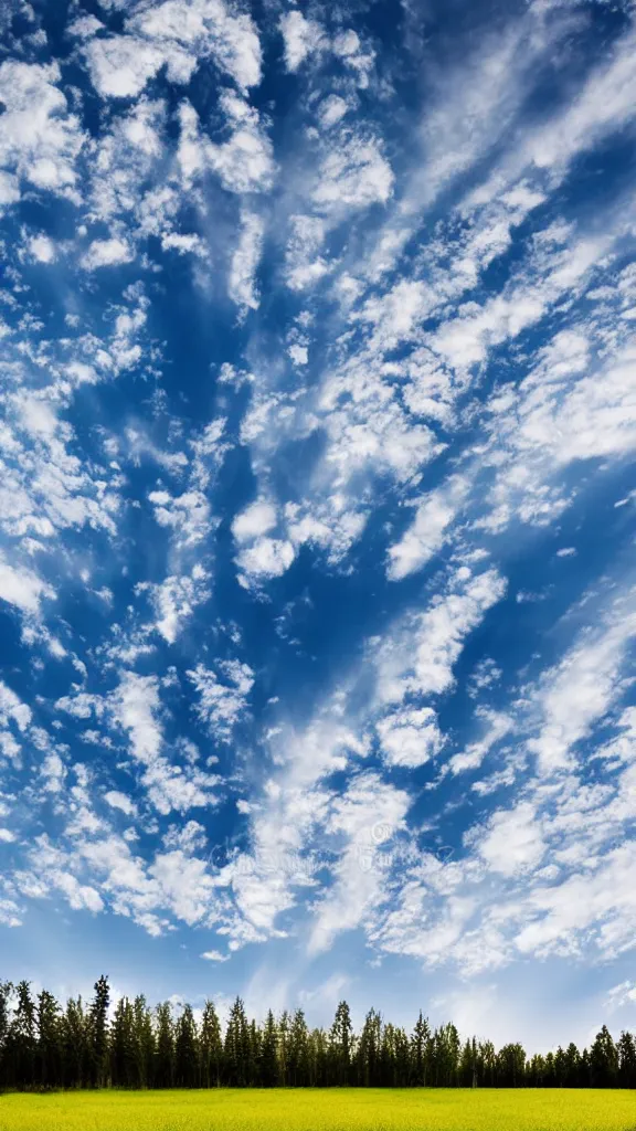 Image similar to beautiful sky with tons of aligned trees, epic stock photo