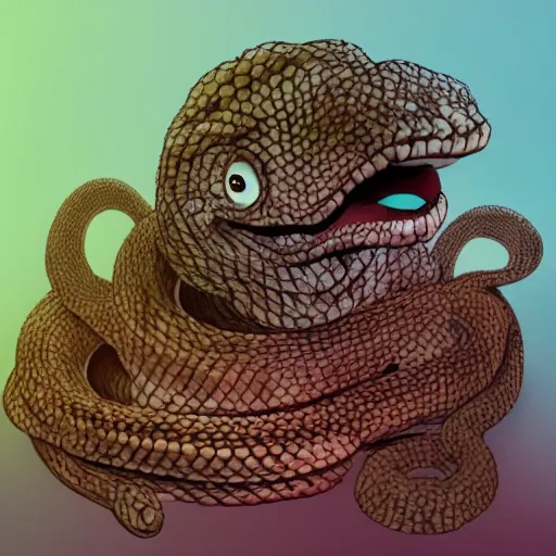 Image similar to snake monster covered in hair