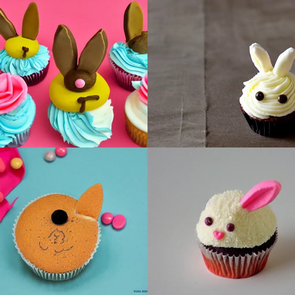 Prompt: cupcake in the shape of a rabbit