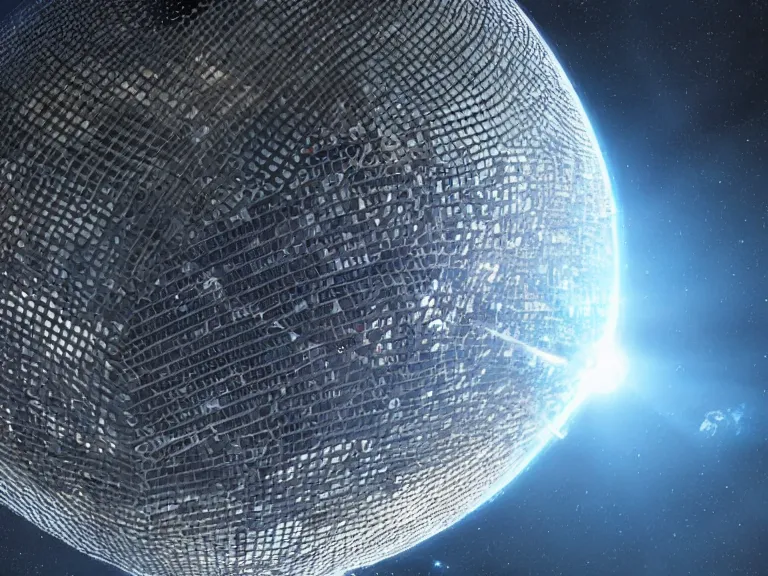 Image similar to a dyson sphere as seen in star trek discovery. scifi scene, vacuum of space, volumetric lighting, high resolution