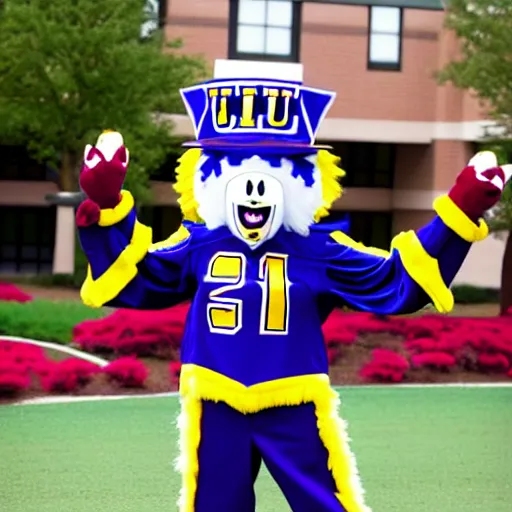 Image similar to college university mascot that is themed around a slot machine