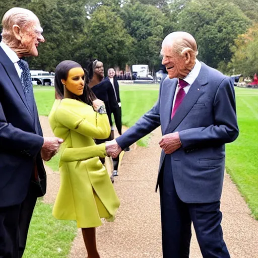 Prompt: prince philip meets kanye west