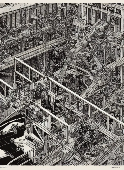 Image similar to artwork by mc escher and geof darrow, 4 k