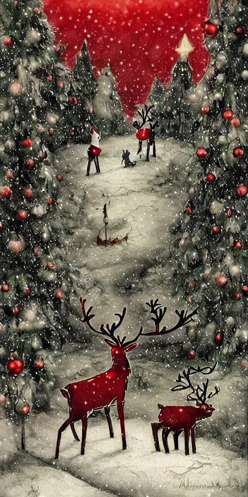 Image similar to a reindeer christmas scene by alexander jansson