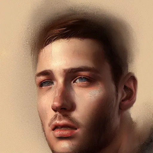 Prompt: portrait of a young man by greg rutkowski, reiner braunn, he is about 2 0 years old, highly detailed portrait, digital painting, artstation, concept art, smooth, sharp foccus ilustration, artstation hq