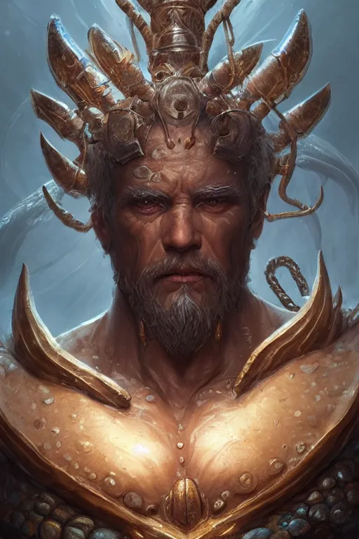 Image similar to humanoid god of the sea, highly detailed, d & d, fantasy, highly detailed, digital painting, trending on artstation, concept art, sharp focus, illustration, art by artgerm and greg rutkowski and magali villeneuve