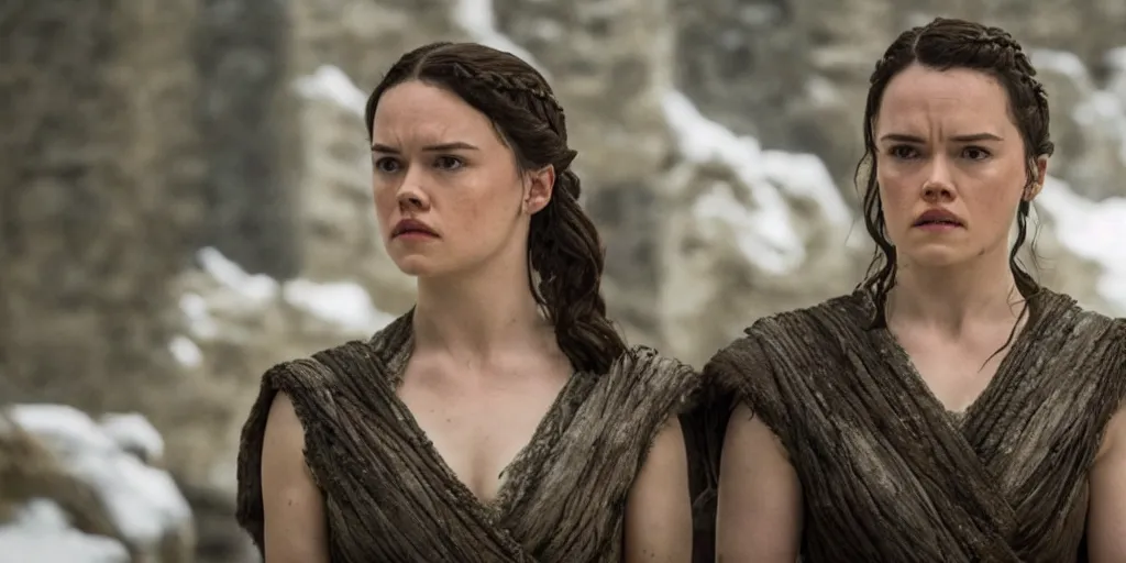 Prompt: Daisy Ridley in a scene from Game of Thrones