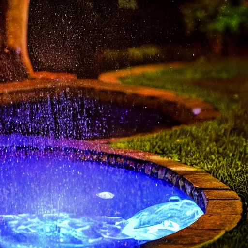 Prompt: the ultradetailed wide - shot of magical water spell effects, trending on artstation, glowing fireflies at night