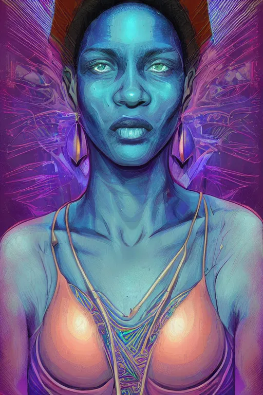 Prompt: portrait of jewel djinn seeker in the style of Rob Lefield and Dan Mumford , trending on artstation, digital art,surrealism ,macro,blueprint ,vaporwave ,