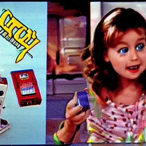 Prompt: vhs footage of an 8 0 s toy commercial of a super creepy toy