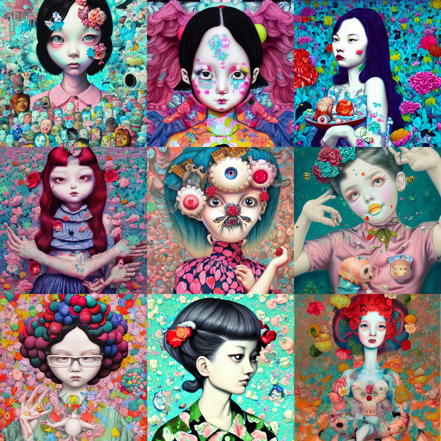 Prompt: digital painting by james jean, hikari shimoda, mark ryden in the style of surrealism