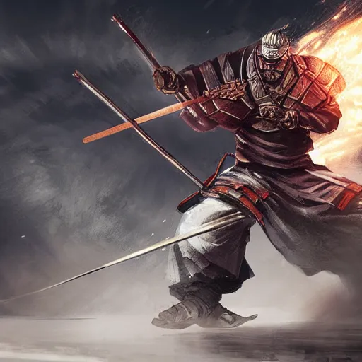 Image similar to a shogun, ultra realistic, hyper detailed, cinematic, action pose, digital art,