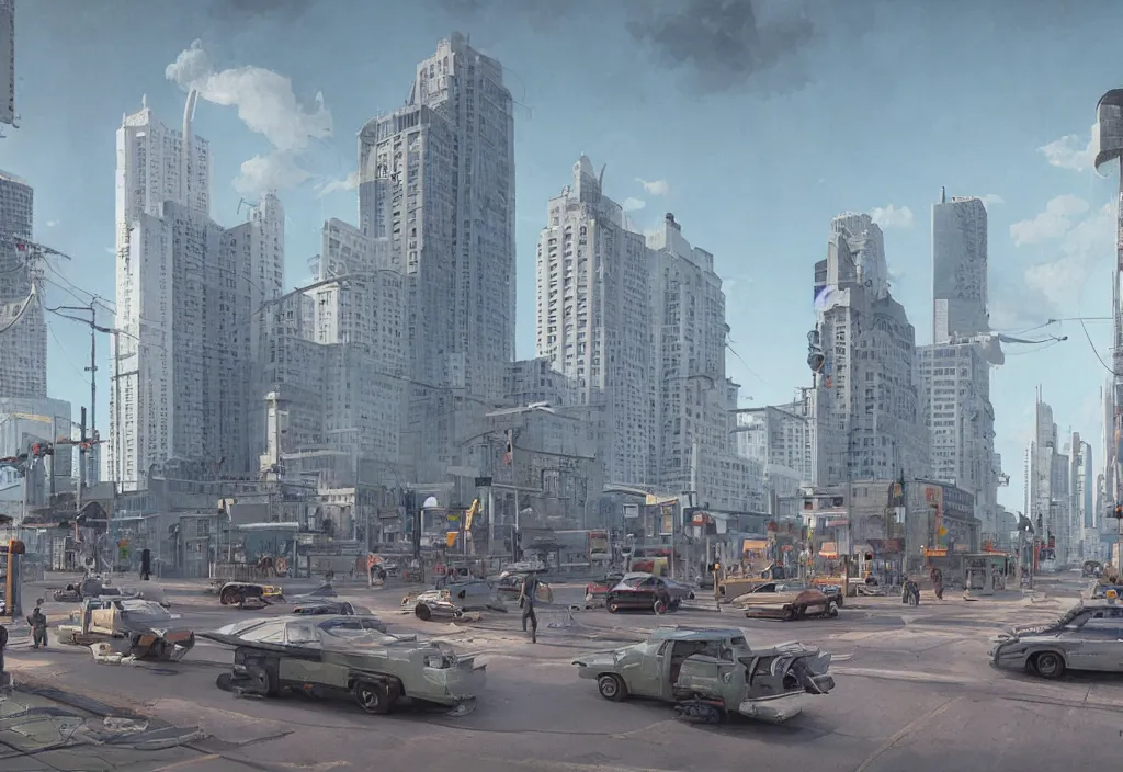 Prompt: futuristic winnipeg, portage and main st, victor einrich, gregory crewdson, ian mcque, mike winkelmann, simon stalenhag,