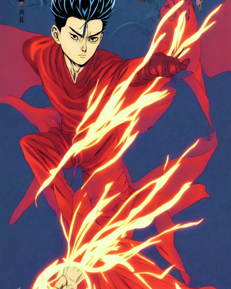 Image similar to a ( fantasy comic ) ( cover art ) portrait of ( yusuke urameshi firing spirit gun ), illustration by ken taylor and sana takeda and jenny frison, fine inking lines, vivid colors, photorealistic, hd, 4 k, trending on artstation