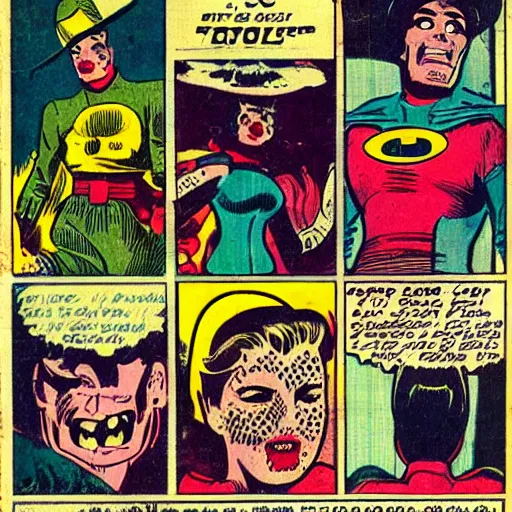 Image similar to vintage comic book about fallout ghouls