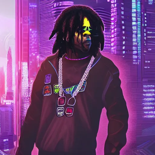 Image similar to chief keef in cyberpunk style digital art very detailed 4 k detailed super realistic