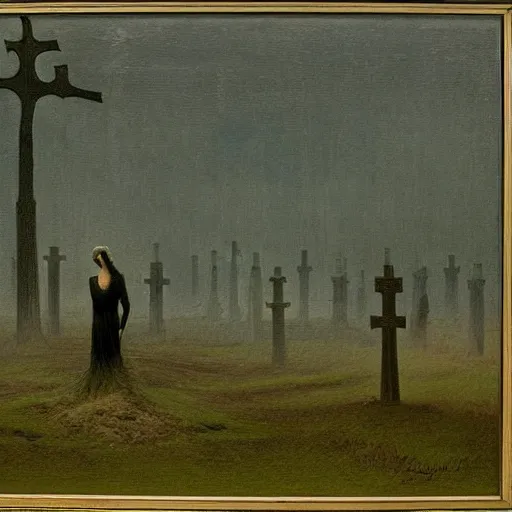 Prompt: Spirit of the Cemetery by Caspar David Friedrich