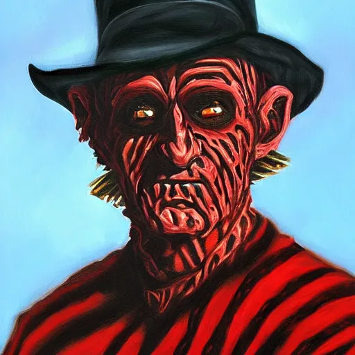 Image similar to Freddy Krueger as a painting 4K detail