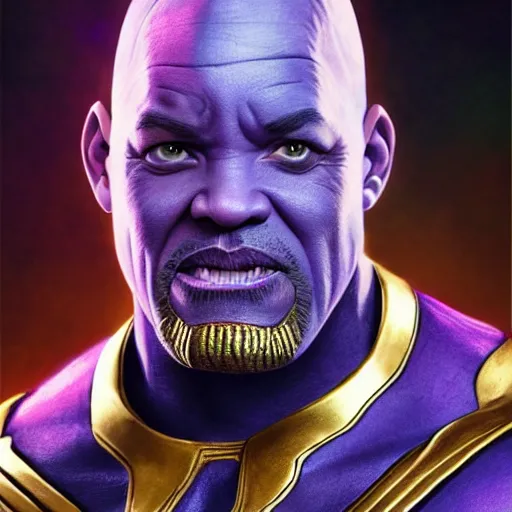 Image similar to will smith as thanos by ross tran